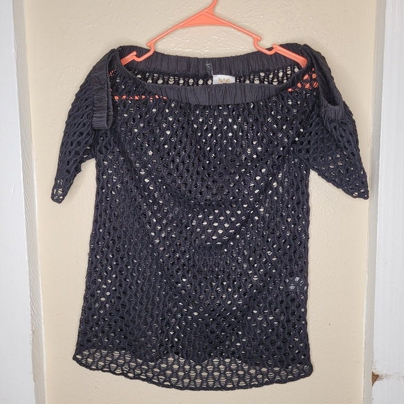 Milly cabana mesh top black off the shoulder Swimwear beach vacations petite - Picture 1 of 10